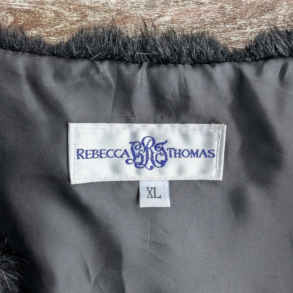 💜Rebecca Thomas Black Faux Fur Vest – XL – Made in USA - Picture 3 of 7